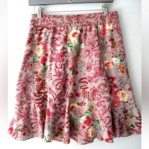 Sahalie Pink Floral A-Line Skirt Size L